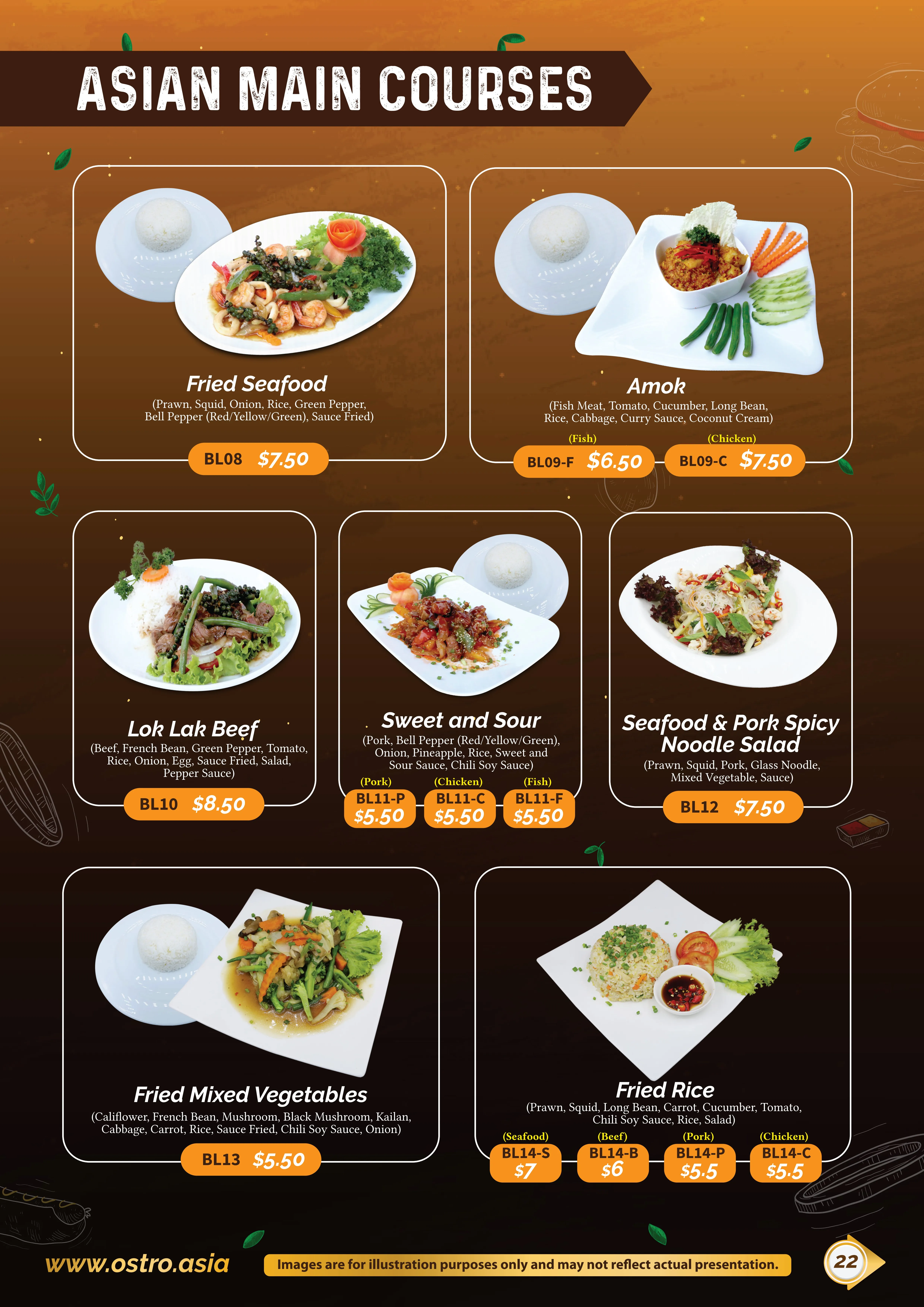 Asian Main Courses Menu 2